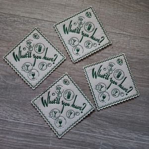 Vintage Royal Catch All Cloth Coasters Set Of 4 What'll You Have? MCM